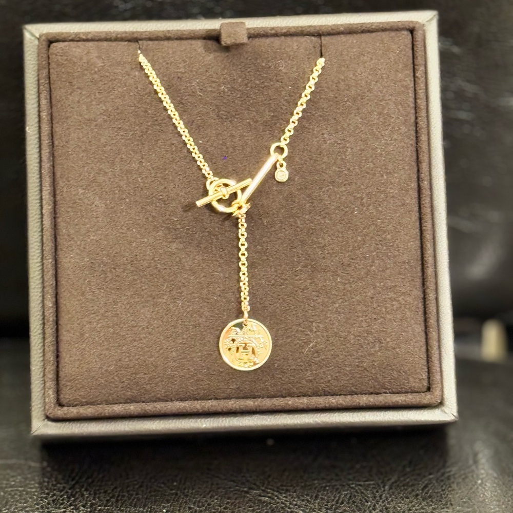 Rose gold Hermès Ex-Libris pendant, small model necklace